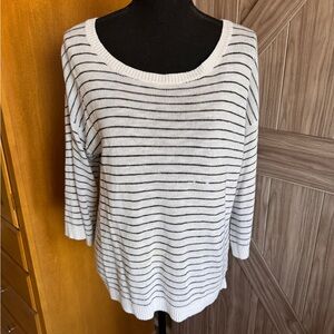 Banana Republic Factory Women's 3/4" sleeve black and white striped sweater